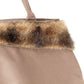 Murval brown faux fur trim BAG handbag double top handle purse