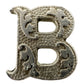 vintage letter "B" silver lapel sweater pin double tiny screw back