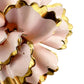 vintage pink & gold flower BROOCH metal floral jewelry pin