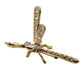 vintage gold & rhinestones dragonfly BROOCH jewelry pin wings move on springs