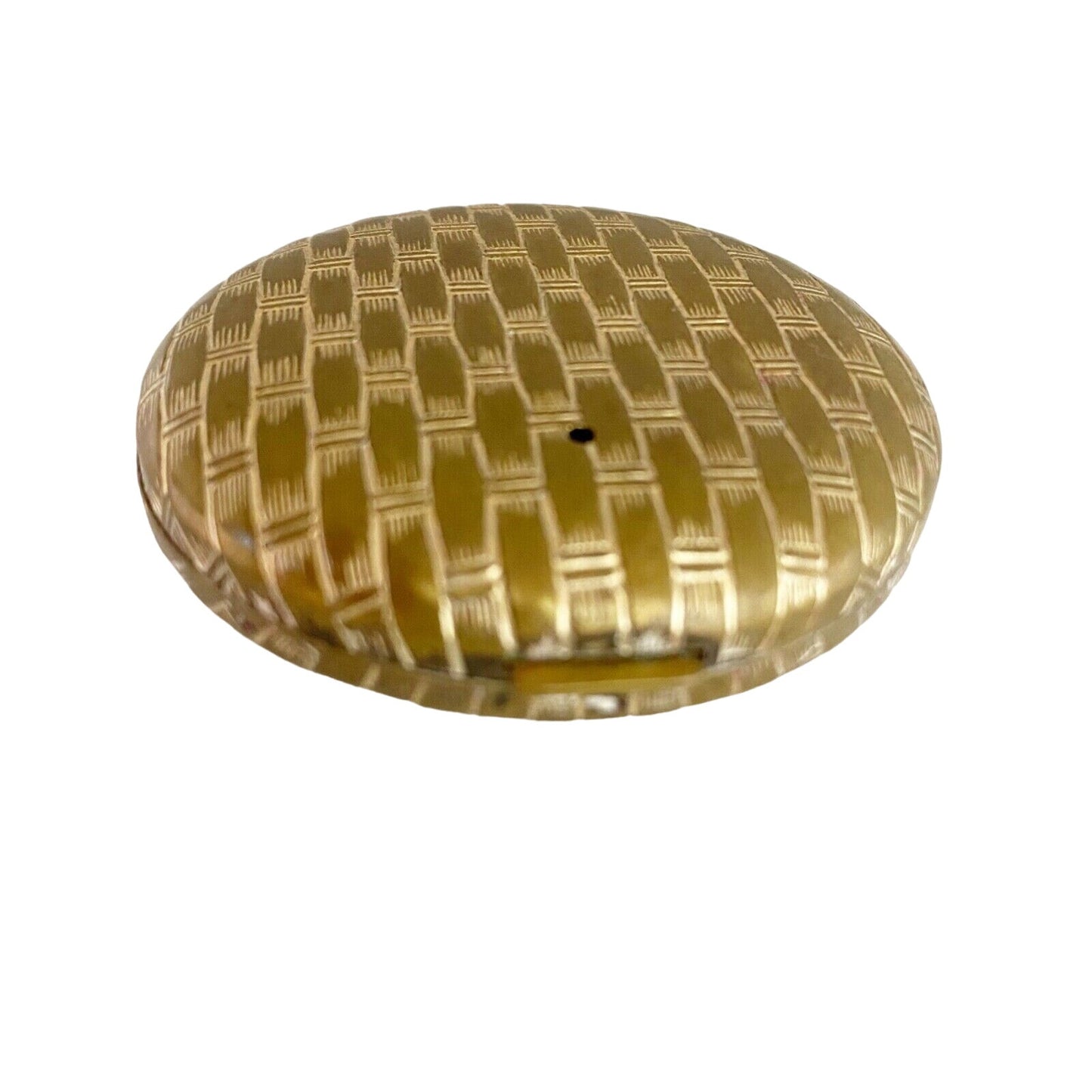 vintage goldtone metal AVON basketweave Makeup powder round Compact with mirror