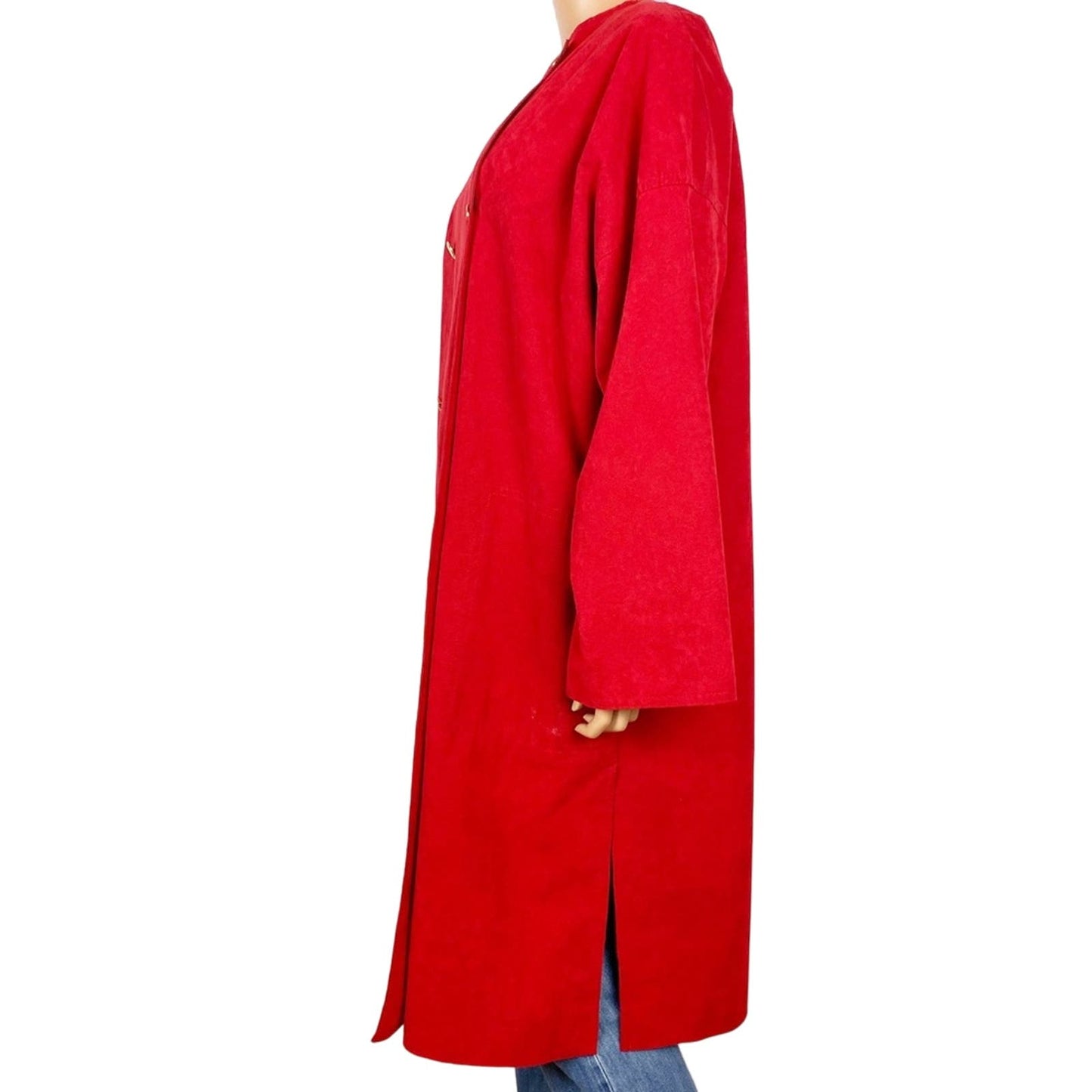 full length red suede-like Straight COAT size L / XL vintage apparel