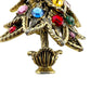 vintage Hollycraft gold & rhinestones Christmas Tree BROOCH holidays jewelry pin