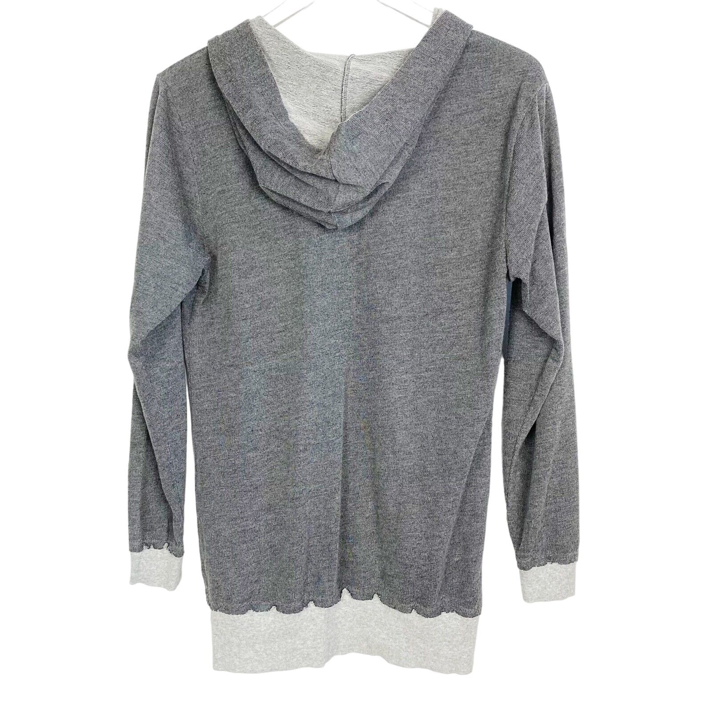 Venus two-tone gray knit hoodie TOP women's M medium quarter zip tunic length