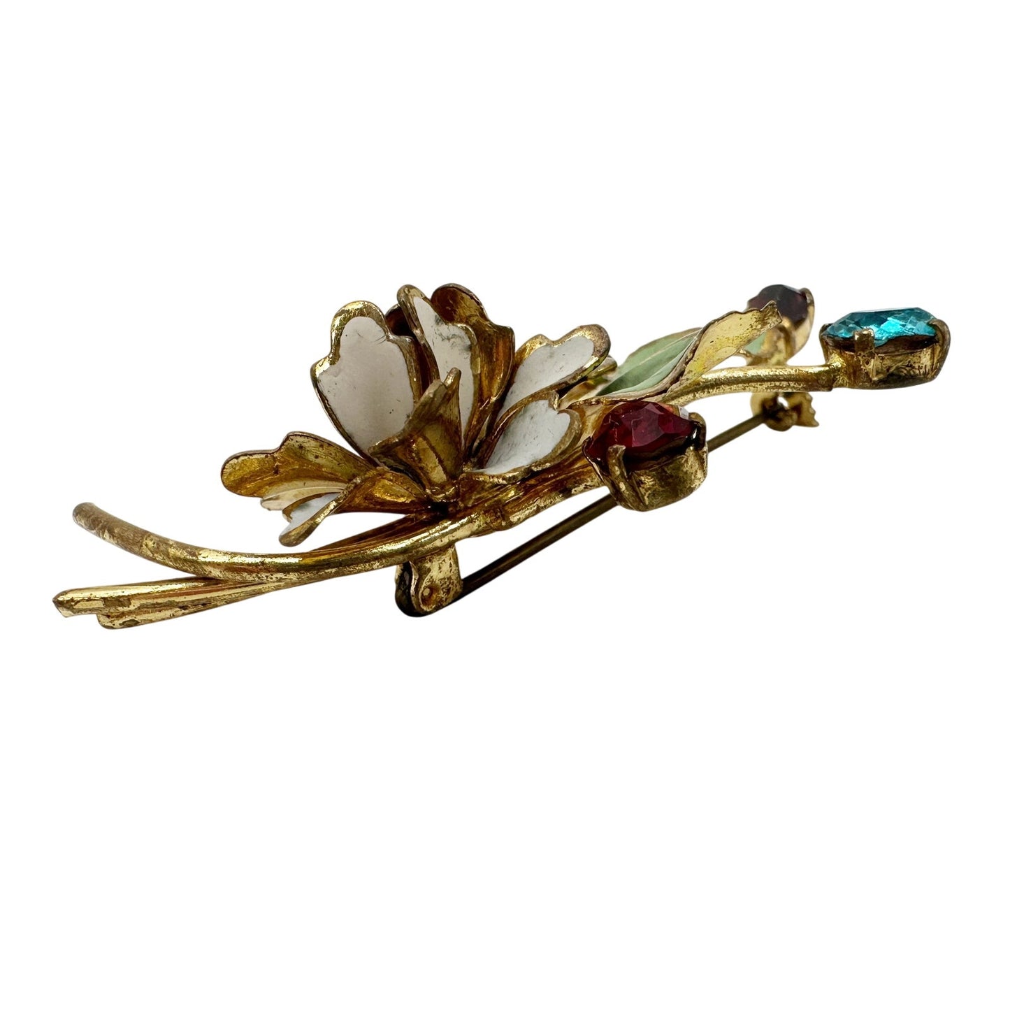 vintage CZECHO flower bouquet BROOCH rhinestones floral jewelry pin