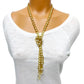 vintage faux pearl & golden beads 43"  tassel NECKLACE costume jewelry