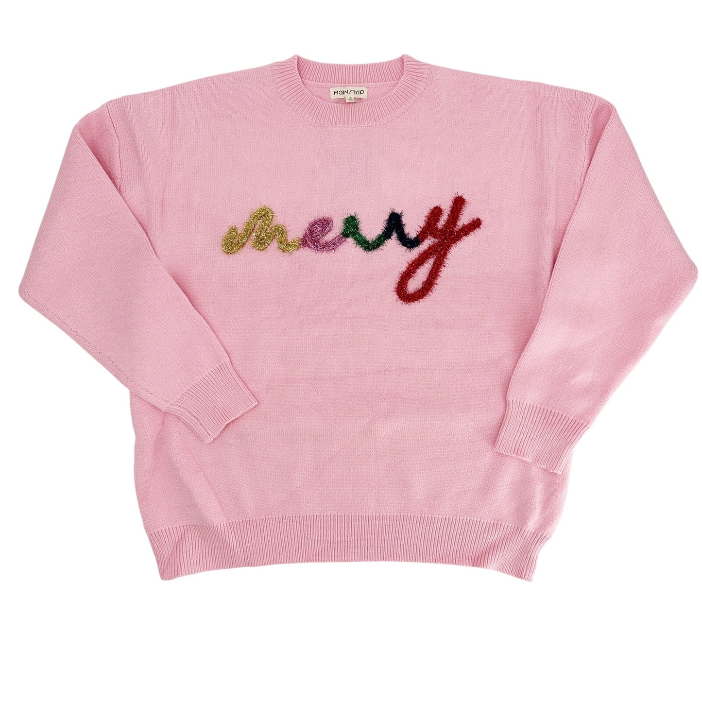 pink MERRY sweater | Christmas holiday apparel | S, M, L