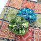 World Market orange & green Tote Bag handbag purse metallic sheen sequin floral