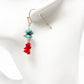 handmade silver, turquoise & red stone EARRINGS jewelry NEW vintage beads